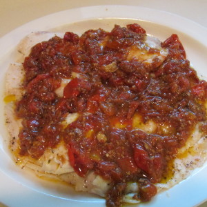 Steamed Tilapia with Roasted Cherry Tomato Sauce
