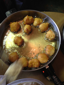Keeping the oil at 360 to 375 degrees is key in making zeppole.